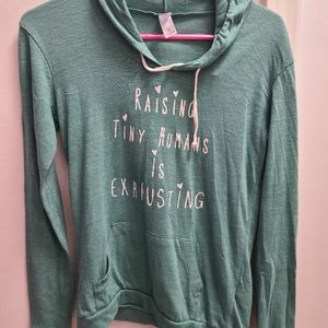Green mom hoodie medium